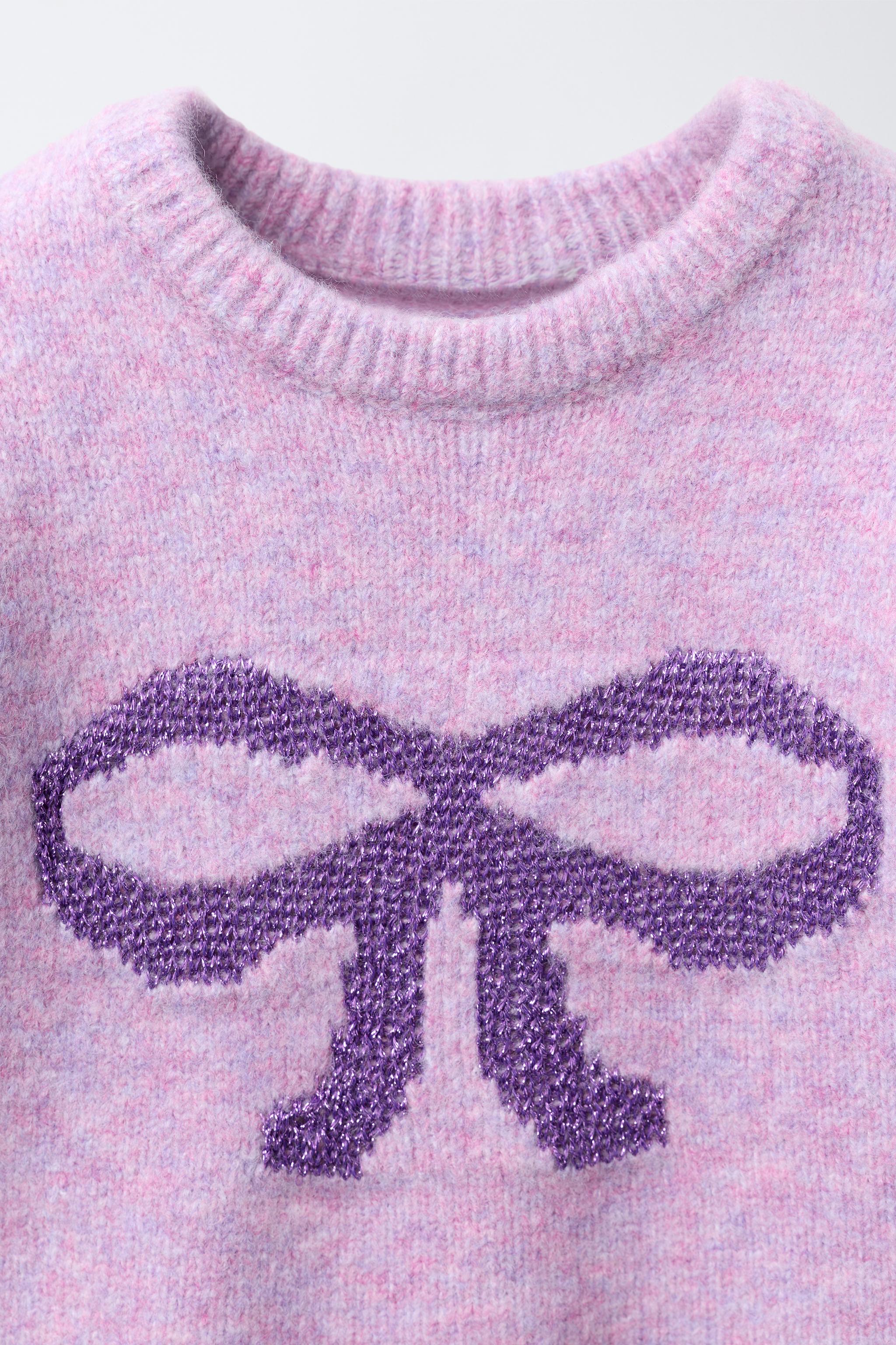 SPARKLY BOW KNIT SWEATER WITH WOOL